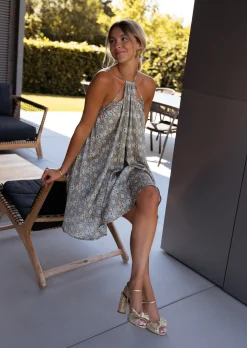 Flash Sale Robe Lola verte à motifs | Robe trapèze large | Prêt-à-porter en ligne | Easy Clothes Femme Robes