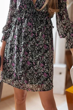 Sale Robe Lolly - noire à fleursEasy Clothes Femme Robes