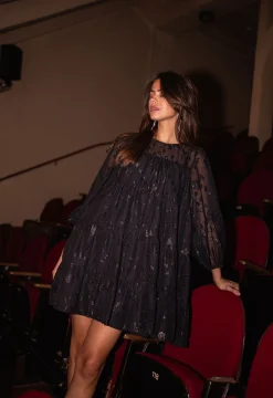 Online Robe Lomane - noire à motifs brillantsEasy Clothes Femme Robes