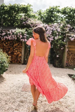 Cheap Robe longue Jackie - rouge à fleurs blanchesEasy Clothes Femme Robes