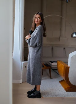 Cheap Robe longue Molly - grise en mailleEasy Clothes Femme Robes
