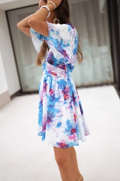 Discount Robe Nora - bleue à motifsEasy Clothes Femme Robes