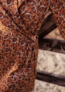 Hot Robe Phoenix - Chocolat - À Motifs - Manches LonguesEasy Clothes Femme Robes