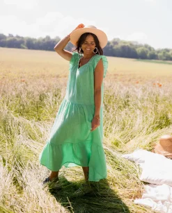 Hot Robe Rodia - verte en linEasy Clothes Femme Robes