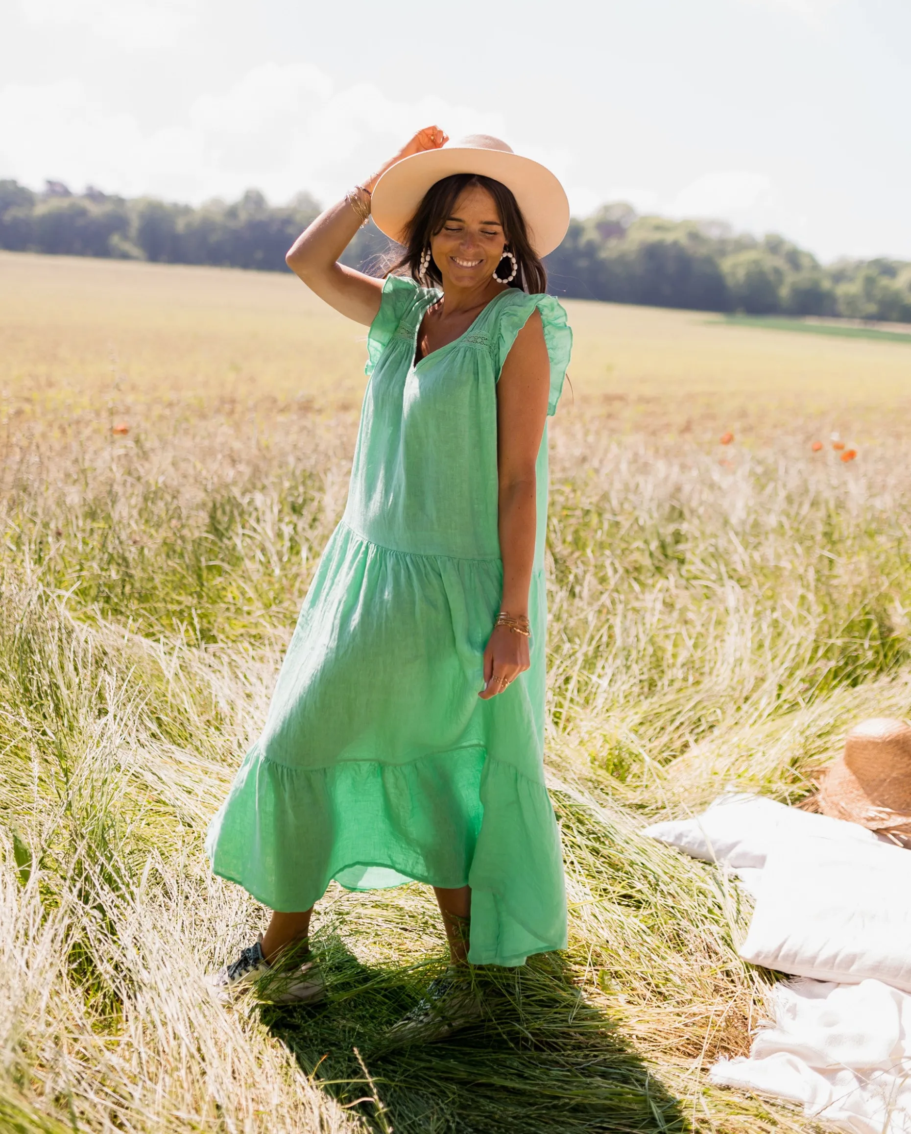 Hot Robe Rodia - verte en linEasy Clothes Femme Robes