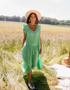 Hot Robe Rodia - verte en linEasy Clothes Femme Robes