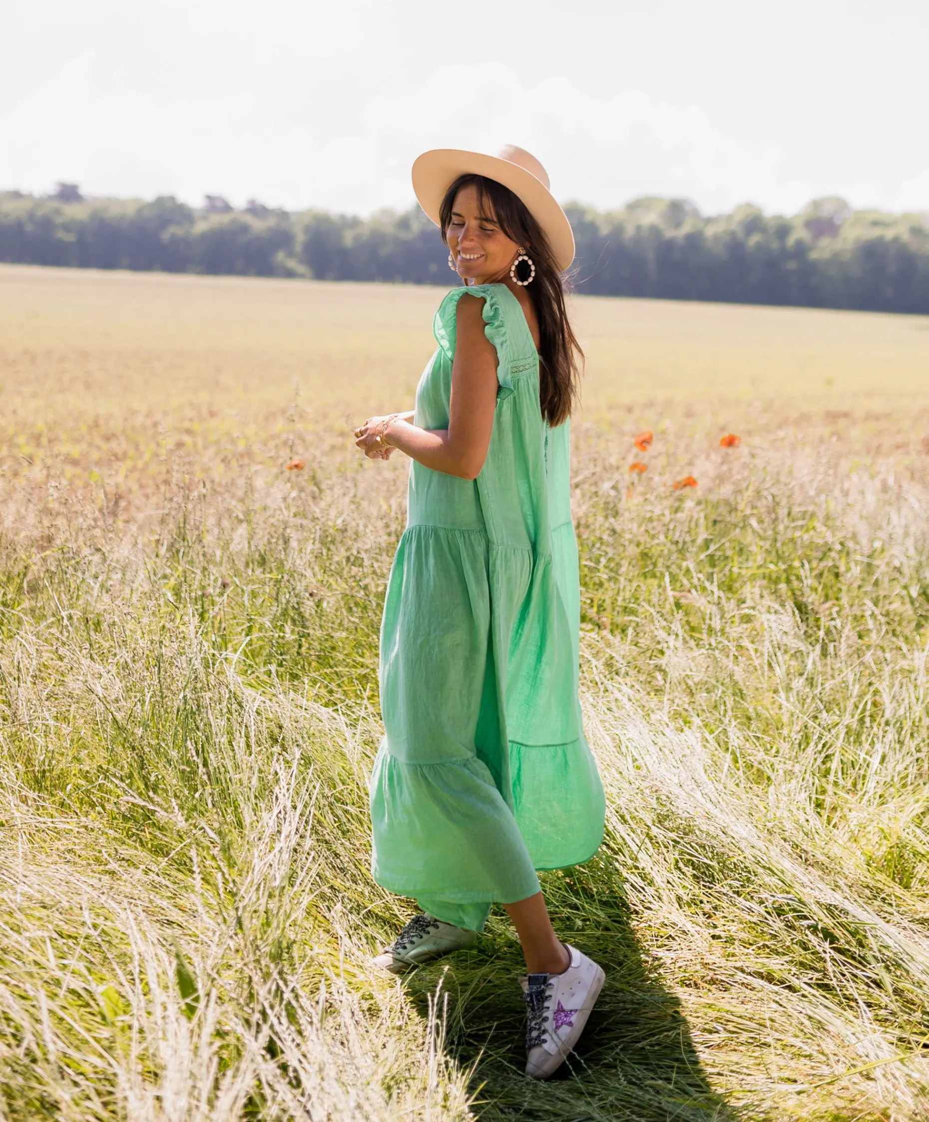 Hot Robe Rodia - verte en linEasy Clothes Femme Robes