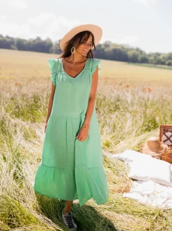 Hot Robe Rodia - verte en linEasy Clothes Femme Robes
