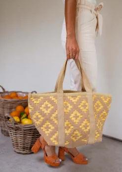 Best Sac Lovell beige et jaune | Sac tressé coloré | Prêt-à-porter en ligne | Easy Clothes Sacs & Pochettes