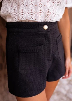 Shop Short Adrian Noir - Effet Tweed - Vêtements FemmeEasy Clothes Femme Jupes & Shorts