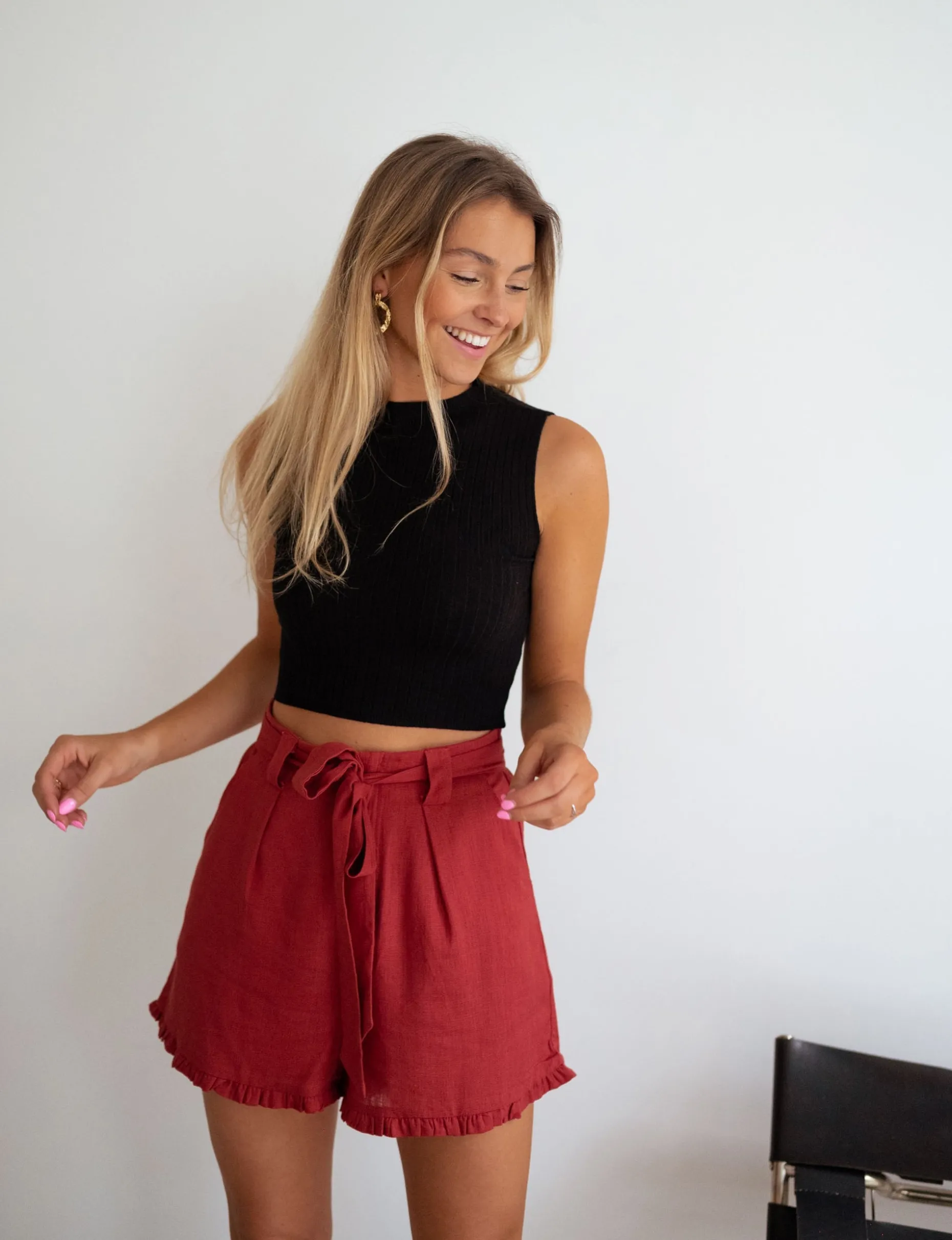 Best Sale Short Dorian - terracotta en linEasy Clothes Femme Jupes & Shorts