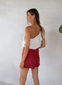 Best Sale Short Dorian - terracotta en linEasy Clothes Femme Jupes & Shorts