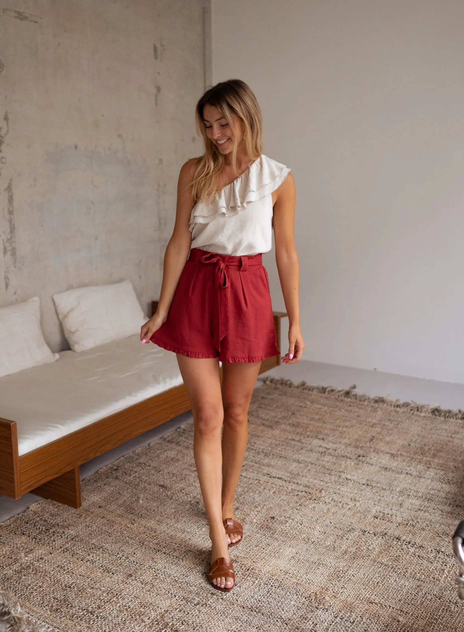 Best Sale Short Dorian - terracotta en linEasy Clothes Femme Jupes & Shorts