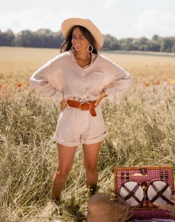Online Short Irini - beige en linEasy Clothes Femme Jupes & Shorts