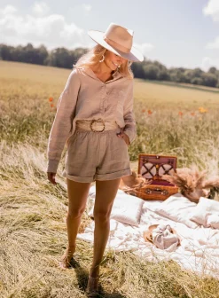 Online Short Irini - beige en linEasy Clothes Femme Jupes & Shorts