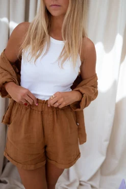 Fashion Short Irini - ocre en linEasy Clothes Femme Jupes & Shorts
