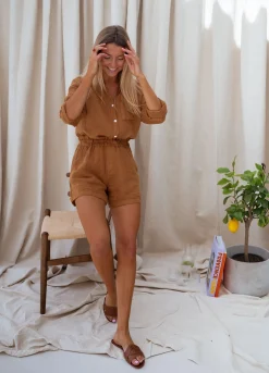 Fashion Short Irini - ocre en linEasy Clothes Femme Jupes & Shorts