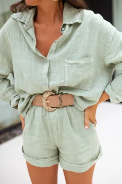 Cheap Short Irini - vert en linEasy Clothes Femme Jupes & Shorts