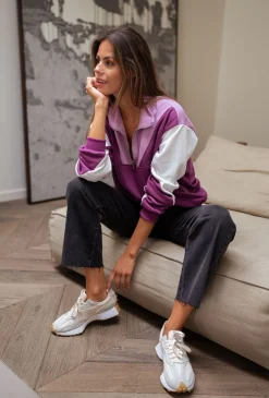 Online Sweat Elisabeth - mauve et écruEasy Clothes Femme Pulls & Gilets