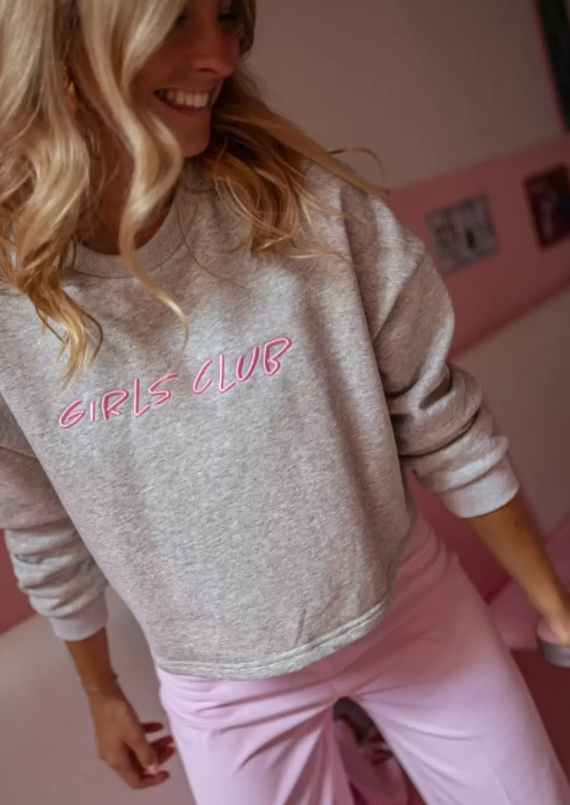 Best Sale Sweat Girls Club - Gris & Rose - Doux - Easy Clothes Femme Pulls & Gilets