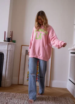 Discount Sweat Los angeles - rose et vertEasy Clothes Femme Pulls & Gilets