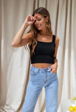 Cheap Top Kara noir | Top carré | Prêt-à-porter en ligne | Easy Clothes Femme Tops & T-shirts
