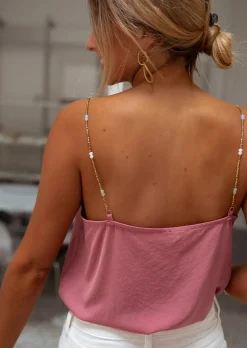 Clearance Top Lacty - Vieux Rose - Bretelles à Perles - Vêtements FemmeEasy Clothes Femme Tops & T-shirts