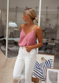 Clearance Top Lacty - Vieux Rose - Bretelles à Perles - Vêtements FemmeEasy Clothes Femme Tops & T-shirts