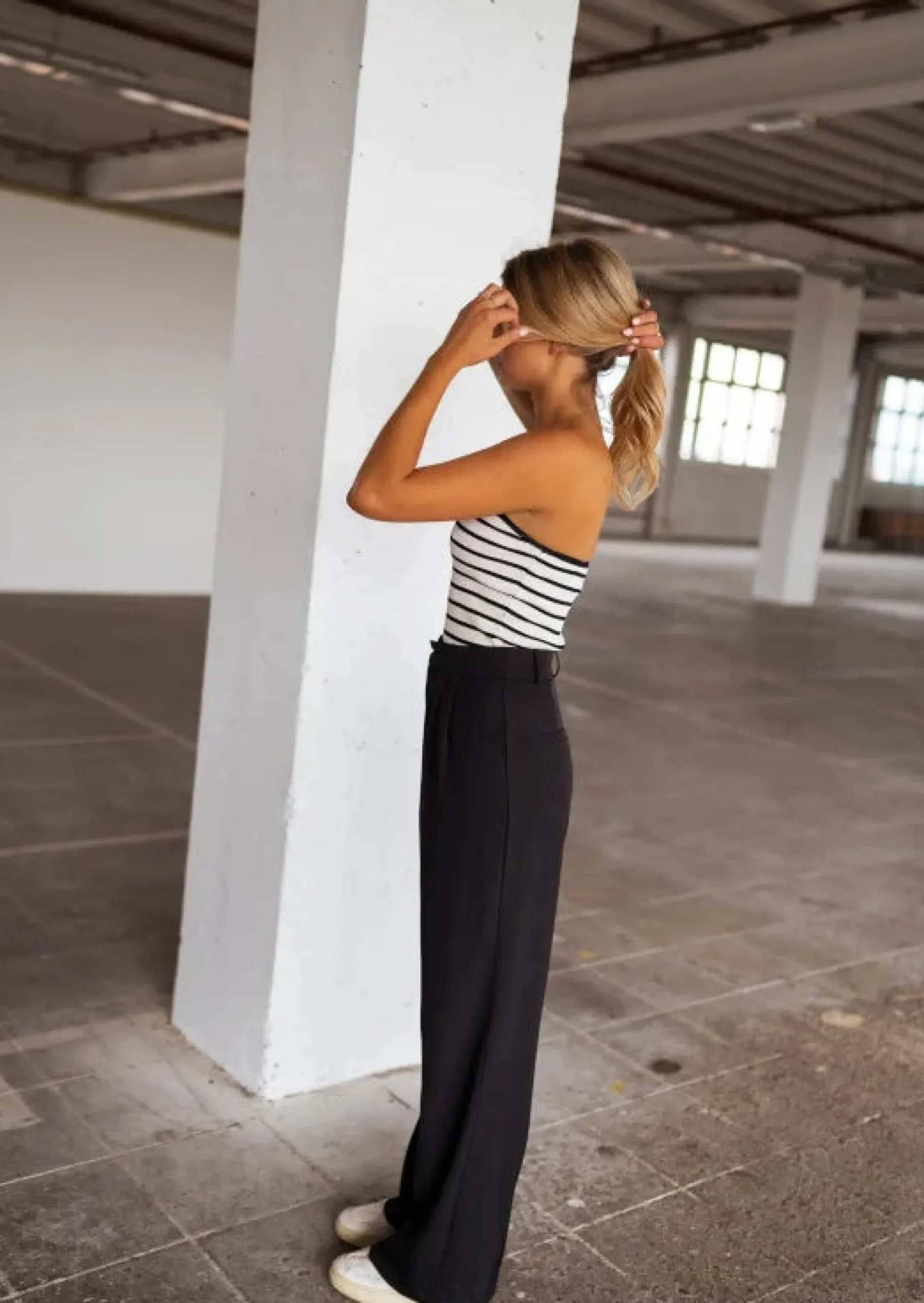 Hot Top Marshall ligné écru et noir | Top bandeau ligné | Prêt-à-porter en ligne | Easy Clothes Femme Tops & T-shirts