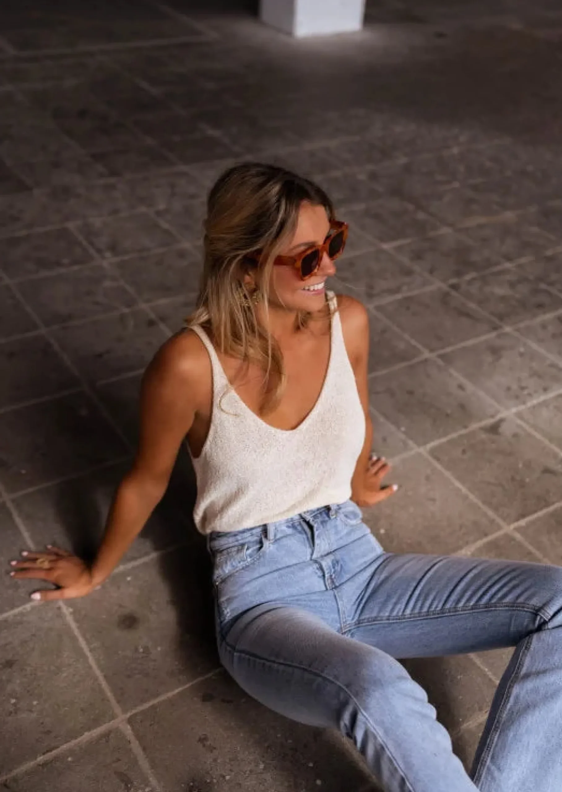 Clearance Top Neda beige effet laine | Top transparent en mailles | Prêt-à-porter en ligne | Easy Clothes Femme Tops & T-shirts