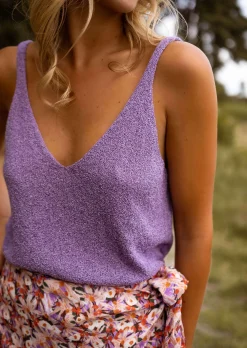 Best Sale Top Neda Mauve - Effet Laine - Loose - Col en VEasy Clothes Femme Tops & T-shirts