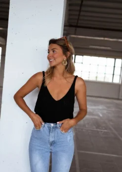 Store Top Neda noir effet laine | Top transparent en mailles | Prêt-à-porter en ligne | Easy Clothes Femme Tops & T-shirts