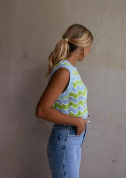 Online Top Stany en crochet vert et bleu | Top coloré en crochet | Prêt-à-porter en ligne | Easy Clothes Femme Tops & T-shirts