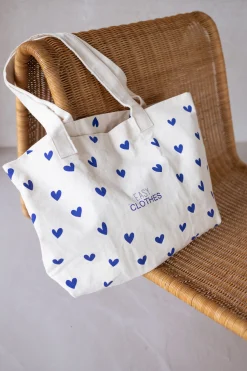 Sale Tote bag Easy Clothes - à coeurs bleus Sacs & Pochettes