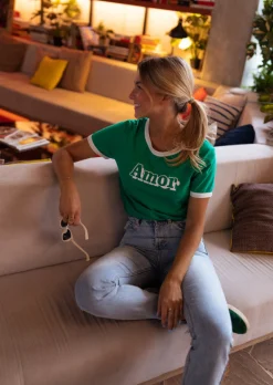 Flash Sale T-shirt Amor vert | T-shirt vert à imprimés | Prêt-à-porter en ligne | Easy Clothes Femme Tops & T-shirts
