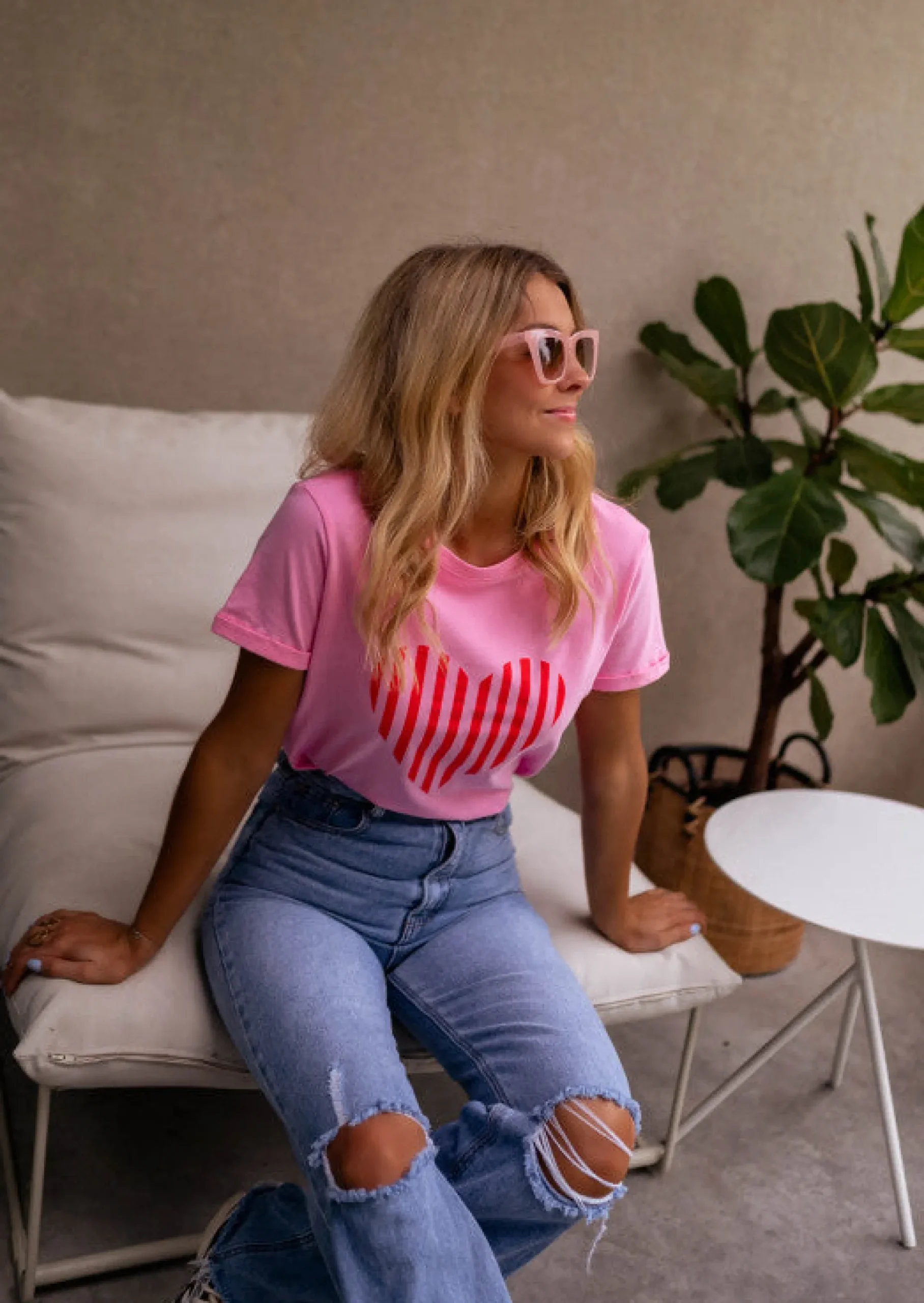 Online T-shirt Ayda rose | T-shirt rose à imprimés | Prêt-à-porter en ligne | Easy Clothes Femme Tops & T-shirts