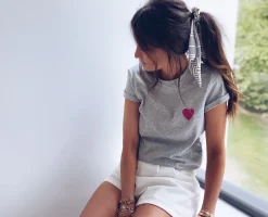 Store T-shirt Livy - à cœur grisEasy Clothes Femme Tops & T-shirts