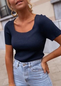 Clearance T-shirt Tonio Moulant - Bleu Marine - Made In ItalyEasy Clothes Femme Tops & T-shirts